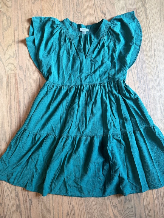 Calvin Klein Dresses & Skirts - Calvin Klein Teal Tiered Flutter-Sleeve Dress